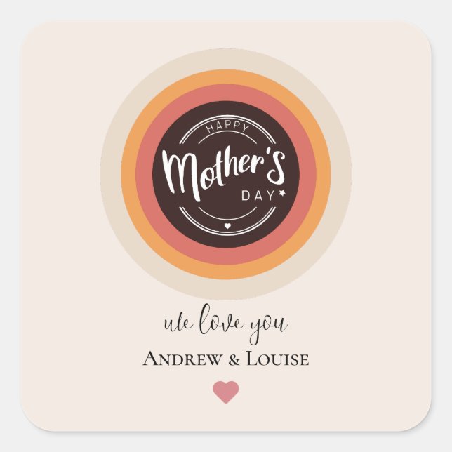 Happy Mother's Day Quadratischer Aufkleber (Vorderseite)