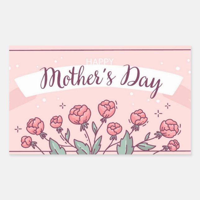 Happy Mother's Day Rechteckiger Aufkleber (Vorderseite)