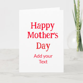 Happy mother's day red add text simple minimal mom karte