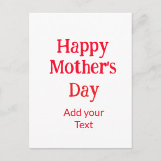 Happy mother's day red add text simple minimal mom postkarte