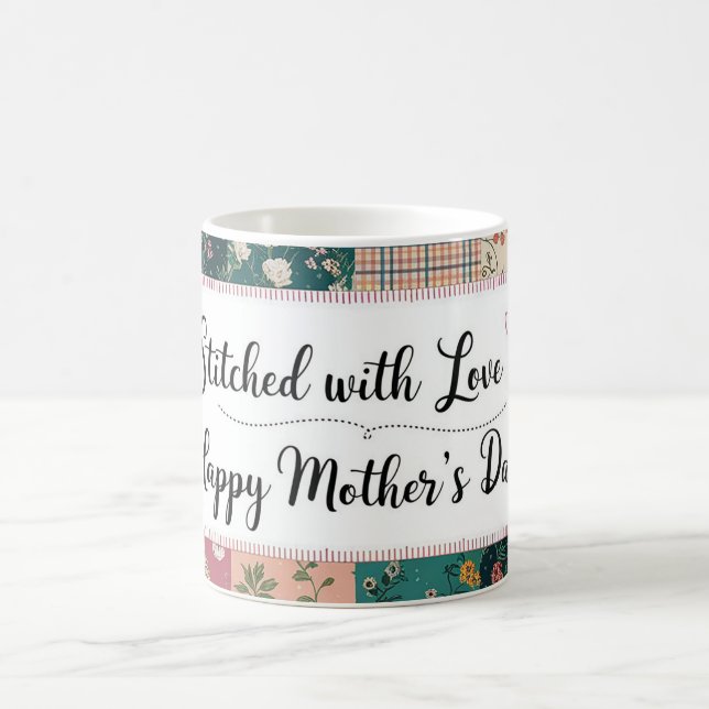 Happy Mother's Day - Retro Niedliches Quilt Muster Kaffeetasse (Mittel)