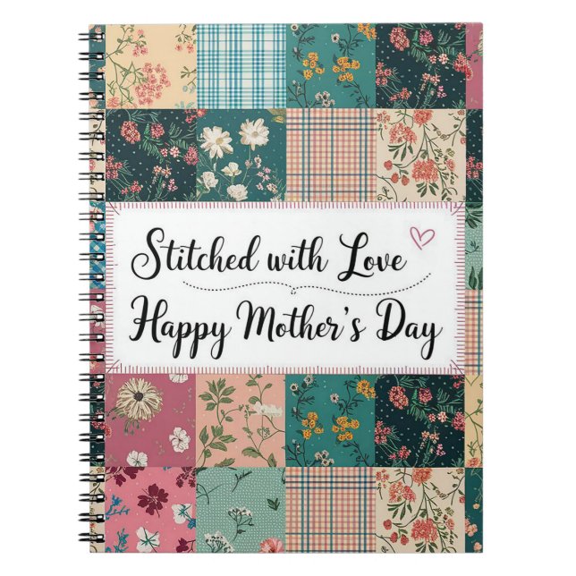 Happy Mother's Day - Retro Niedliches Quilt Muster Notizblock (Vorderseite)