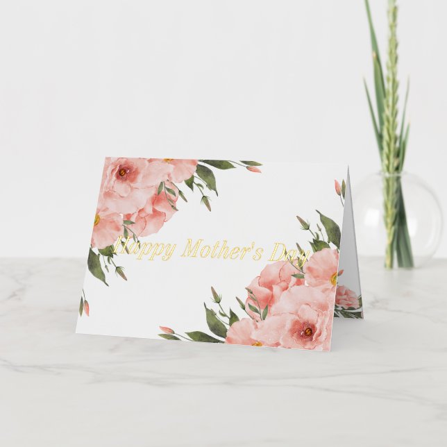Happy Mother's Day Rosa Blume Foto Gold (Vorderseite)