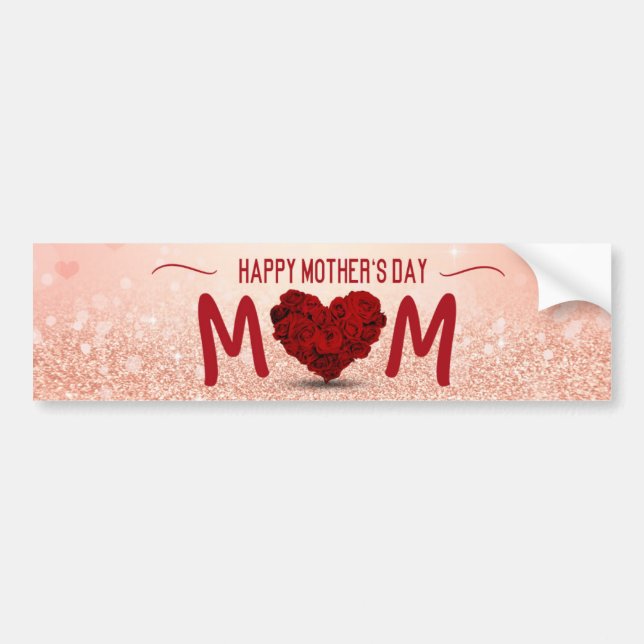 Happy Mother's Day Rose Heart Bouquet Autoaufkleber (Vorne)