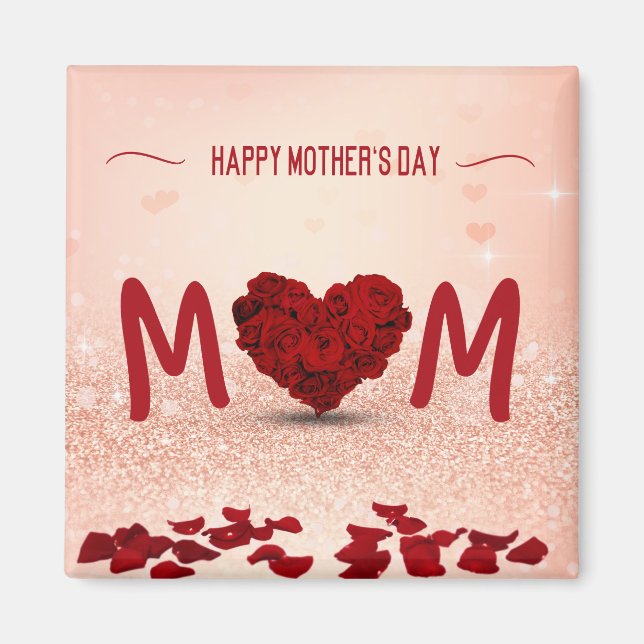 Happy Mother's Day Rose Heart Bouquet Magnet (Vorne)