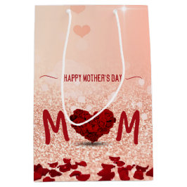 Happy Mother's Day Rose Heart Bouquet Mittlere Geschenktüte