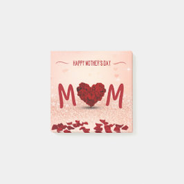 Happy Mother's Day Rose Heart Bouquet Post-it Klebezettel