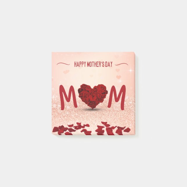 Happy Mother's Day Rose Heart Bouquet Post-it Klebezettel (Vorderseite)