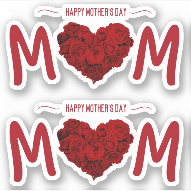 Happy Mother's Day Rose Herz Bouquet Aufkleber (Vorderseite)