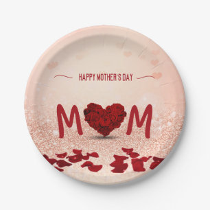 Happy Mother's Day Rose Herz Bouquet Pappteller