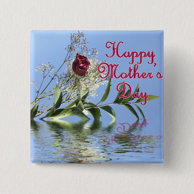 Happy Mothers Day Rosy Reflection Button (Vorderseite)