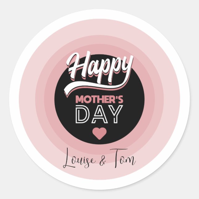 Happy Mother's Day Runder Aufkleber (Vorderseite)