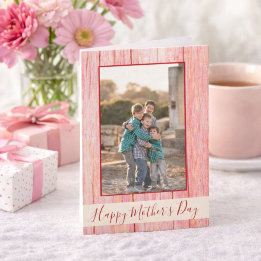 Happy Mother's Day Rustic Red Wood Foto Karte