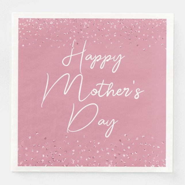 Happy Mother's Day Script auf Pink Serviette (Vorderseite)
