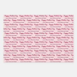 Happy Mother's Day Script blassrosa Name des Giver Geschenkpapier Set