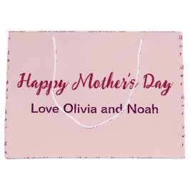 Happy Mother's Day Script blassrosa Name des Giver Große Geschenktüte