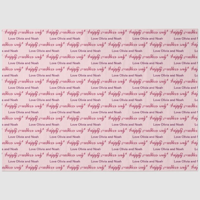 Happy Mother's Day Script blassrosa Name des Giver Seidenpapier (Vorderseite)