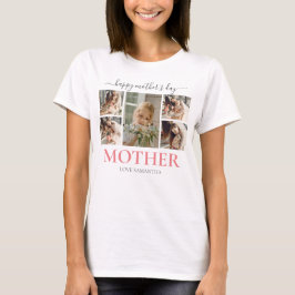 Happy Mothers Day Simple Modern Script Five Foto T-Shirt