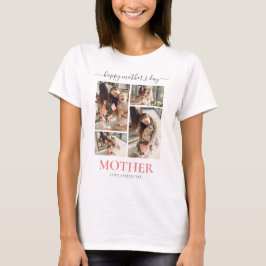 Happy Mothers Day Simple Modern Script Vier Foto T-Shirt