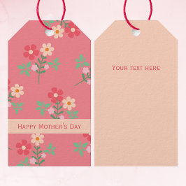 Happy Mother's Day Sweet Pink Daisy Bouquet Retro Geschenkanhänger