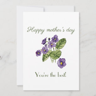 Happy Mother's day Violets Flat Holiday Card Feiertagskarte