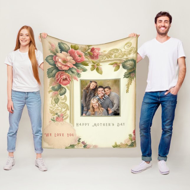 Happy Mother's Day Watercolor Blume Foto Fleecedecke (Beispiel)