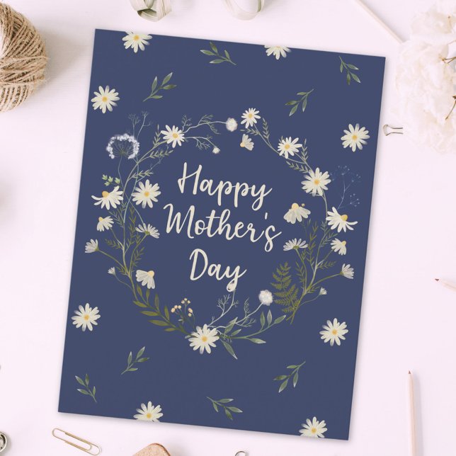 Happy Mothers Day White Blume Feiertagspostkarte (Close up)