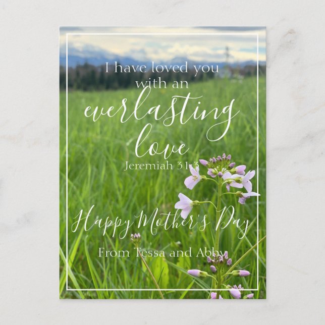 Happy Mother's Day Wild Blume Liebe Bible Verse Postkarte (Vorderseite)