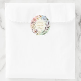 Happy Mother's Day Wildflowers Runder Aufkleber