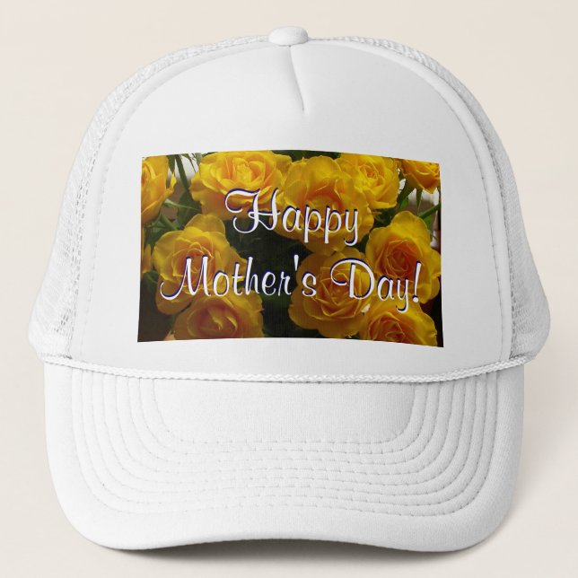 Happy Mother's Day Yellow Roses Truckerkappe (Vorderseite)