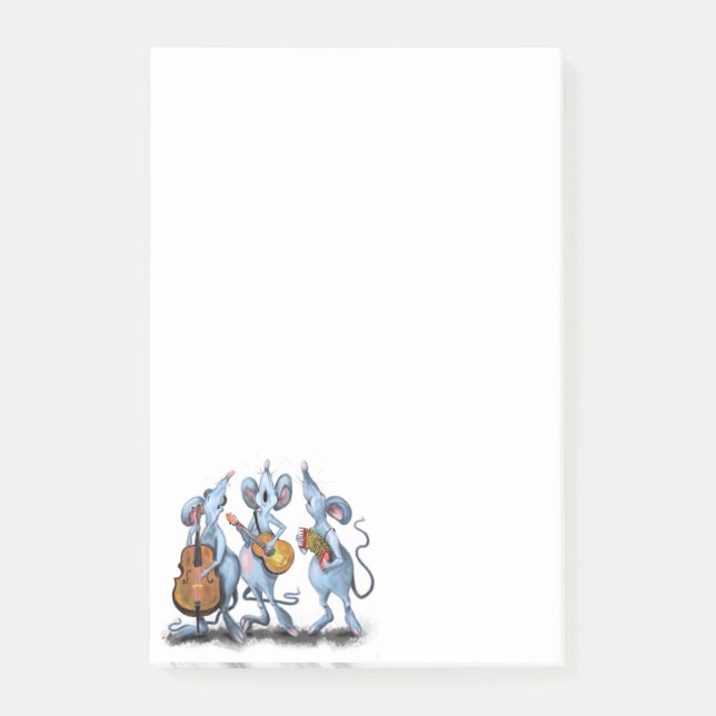 Happy Mouse Music Band Funny Post-it® Notes Post-it Klebezettel (Vorderseite)