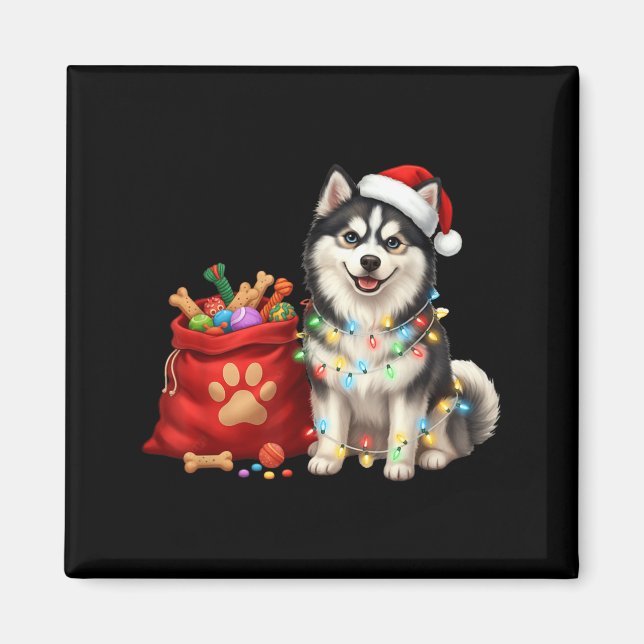 Happy Msky Christmas Lights Dog Mom Msky  Magnet (Vorne)