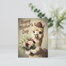 Happy Mthers Day Alpaca Vintag