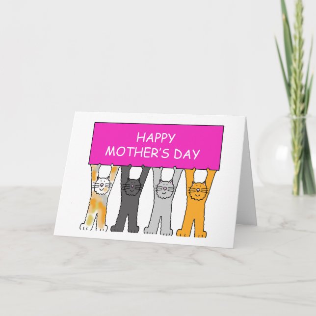 Happy Mthers Day Cartoon Katzen Karte (Vorderseite)