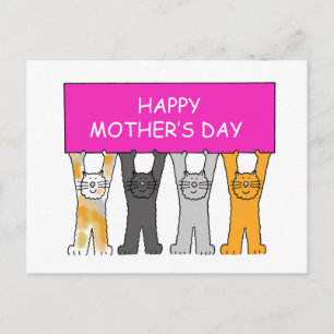 Happy Mthers Day Cartoon Katzen Postkarte