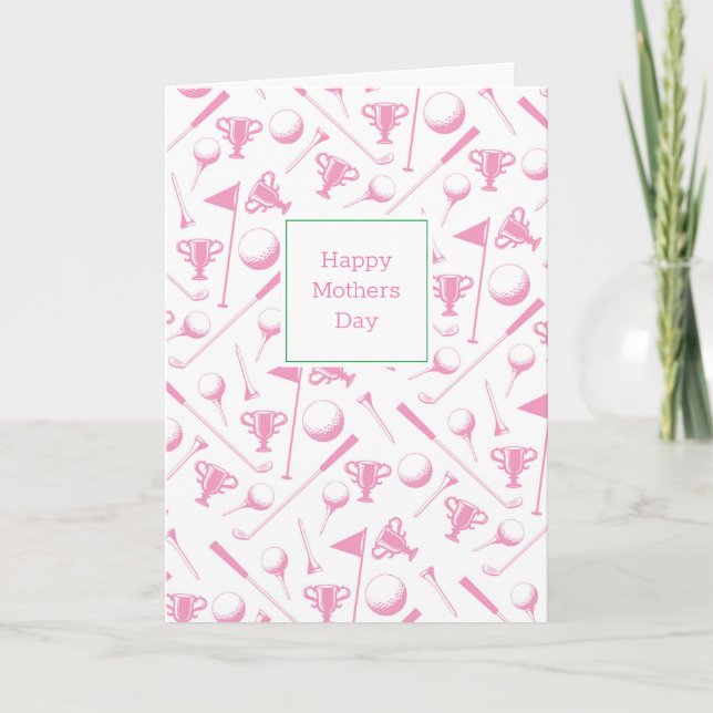 Happy Mthers Day Golfing Own Message Pink Karte (Vorderseite)