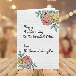 Happy Mthers Day Great Mama Floral Pastel Blume Karte