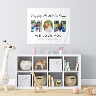 Happy Mthers Day Mama Custom Foto Collage Wandteppich