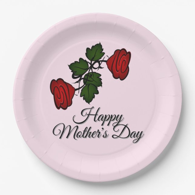 Happy Mthers Day Rose Pappteller (Vorderseite)