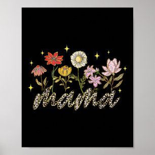 Happy Mthers Day T-Shirt Wildblume Mama Leopard Ma Poster