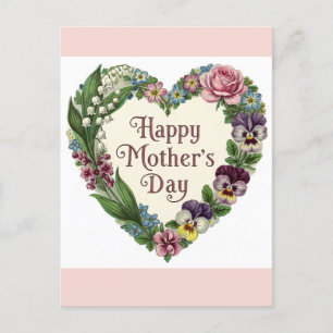 Happy Mthers Day Viktorianische Blumenkranz Postkarte
