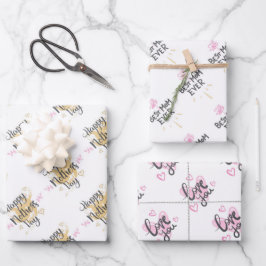Happy Mthers Day Wrapping Paper Sheets Geschenkpapier Set