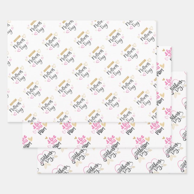 Happy Mthers Day Wrapping Paper Sheets Geschenkpapier Set (Set)