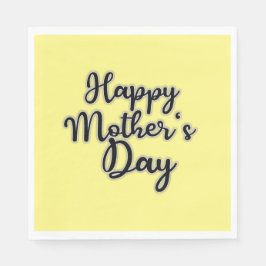 Happy Mthers Day Yellow Napkin Serviette