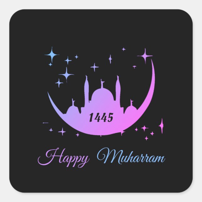 Happy Muharram 1445 Quadratischer Aufkleber (Vorderseite)