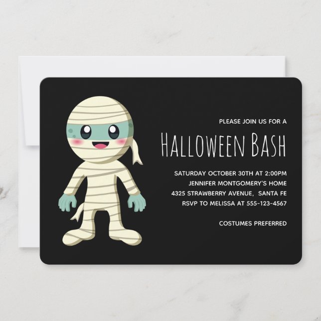 Happy Mummy Halloween Monster Party Einladung (Vorderseite)