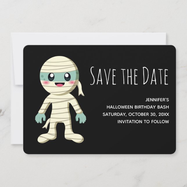 Happy Mummy Halloween Monster Save the Date (Vorderseite)