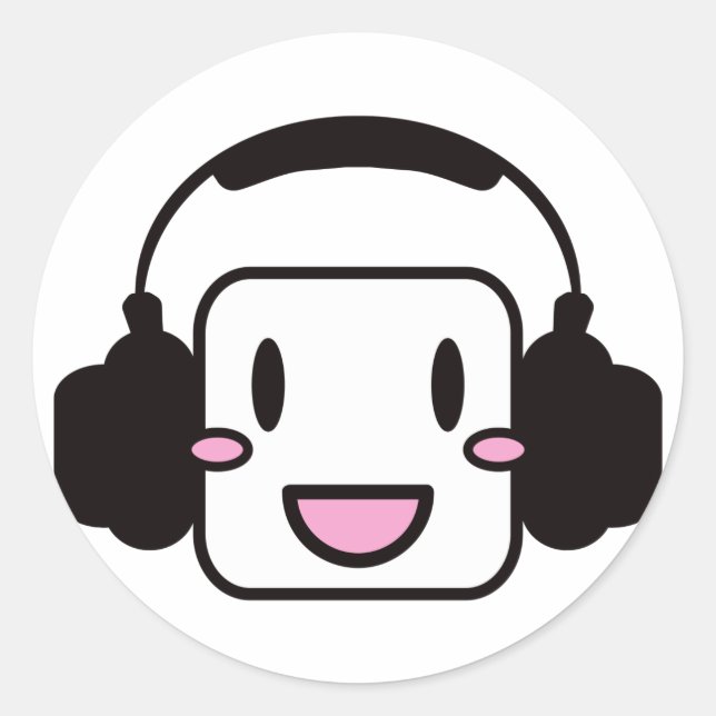 Happy_Music Runder Aufkleber (Vorderseite)