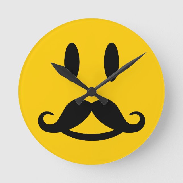 Happy Mustache Wanduhr (Vorderseite)