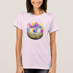 Happy Mütter Day Basket of Daisies and Blue Bird T-Shirt